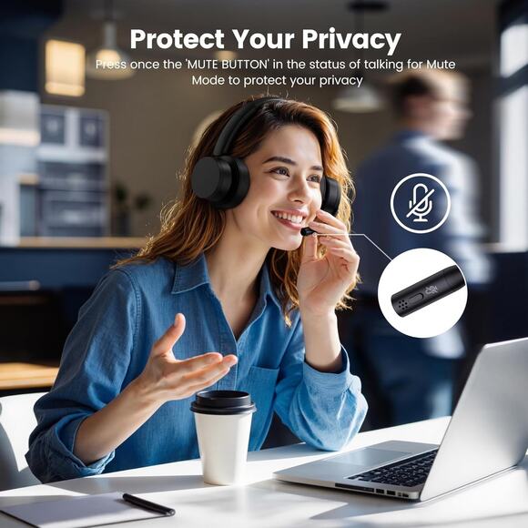 Wireless Headset with Mic for Work (Upgrade Volume Knob & Charging Indicator) - Picture 3 of 8